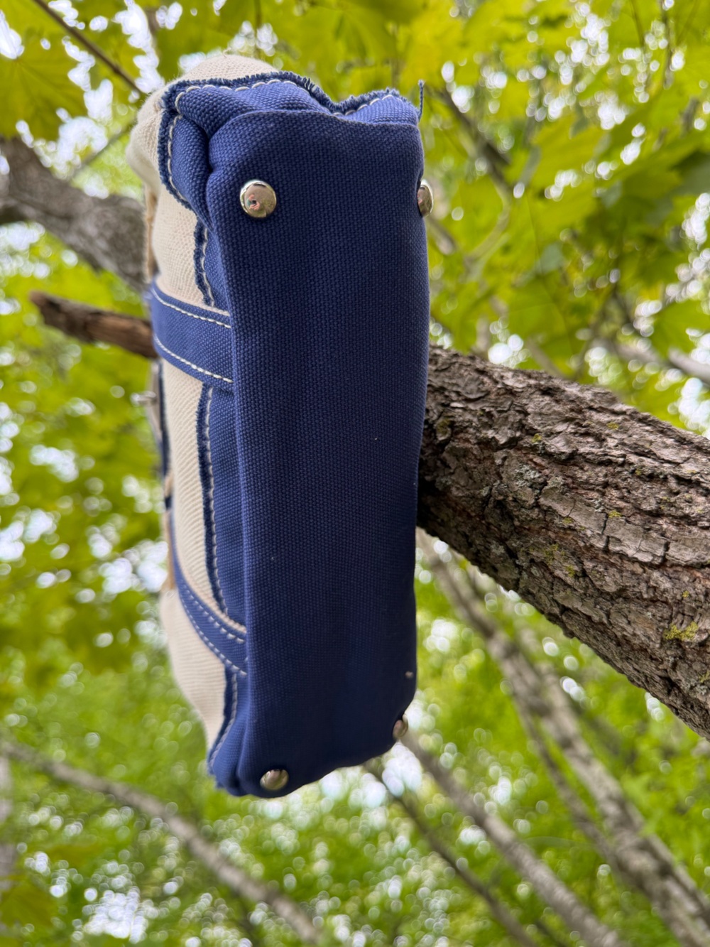 Mini Boatkin viral canvas bag cream and navy - Picture 5 of 6